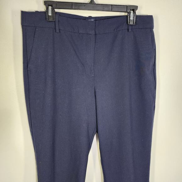 J.Crew Womens Ruby Pants Slim Cropped Size 14 Flat Front Stretch Twill Navy Blue - Picture 4 of 10